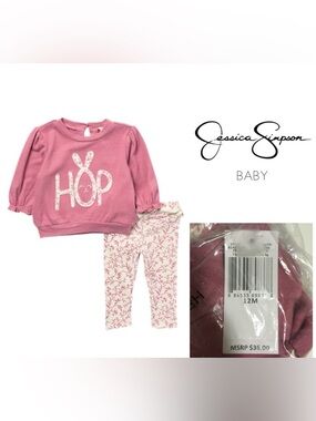 🆕JESSICA SIMPSON BABY - 12M - NWT - 2PC BUNNY OUTFIT